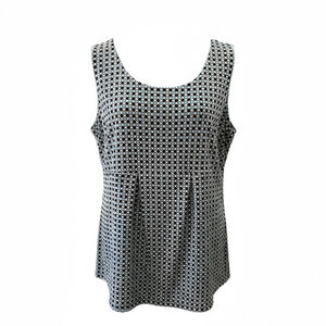 Lands' End Women’s Top Blouse L Blue White Polka Dot